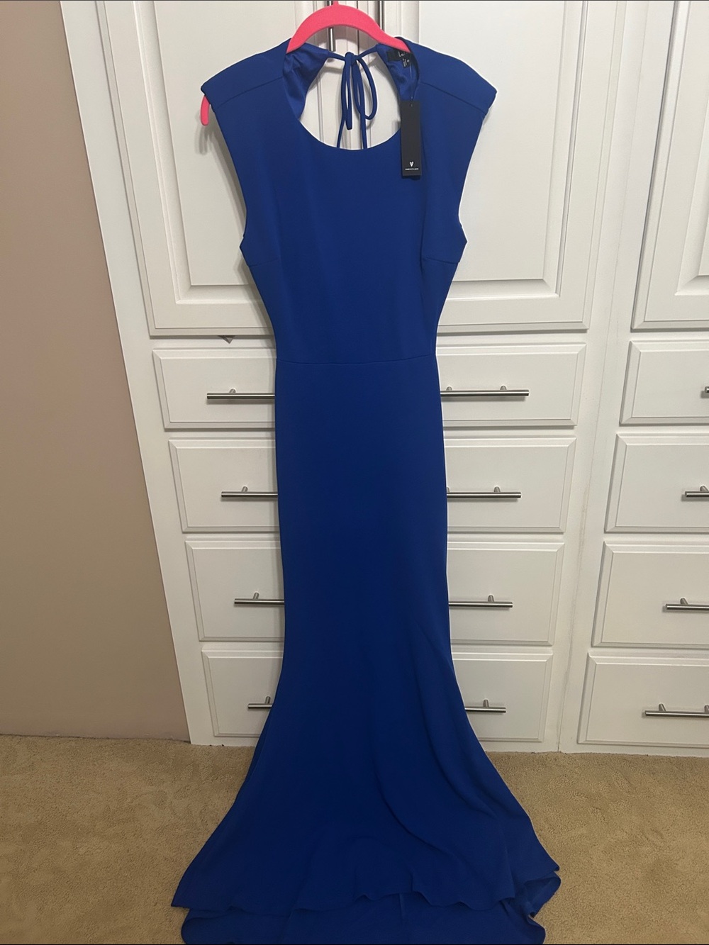 Lulu's Royal Blue Maxi Gown with Keyhole Tie Back